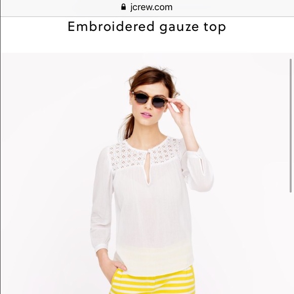 J crew embroidered gauze top