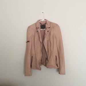 Muubaa Lyra leather and cotton-jersey biker jacket