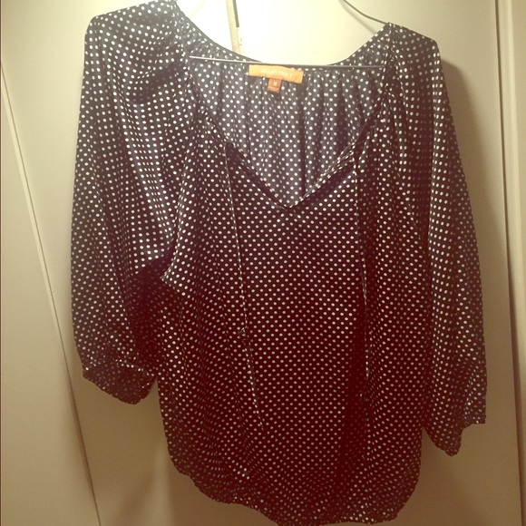 Black and white polka dot blouse