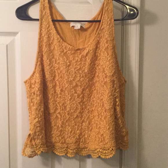 Lace all over Crop Yellow top