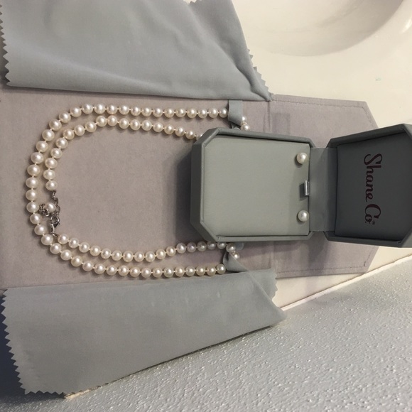 Shane Co Pearl Necklace and earrings