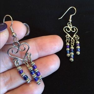 Beaded chandelier earrings - silver