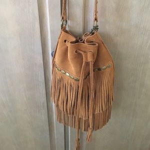 On Trend Suede Fringe Bag