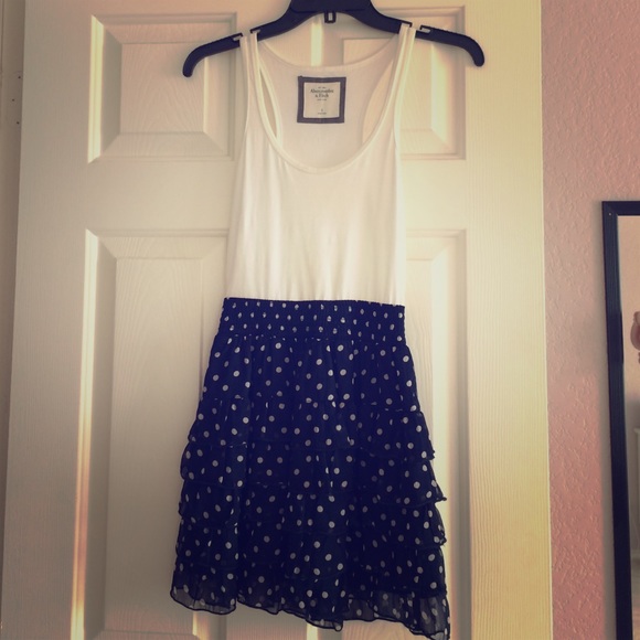 Abercrombie tank dress with tiered polka dot skirt