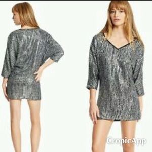 Guess Mariciano Zhara Silver Sequin Dress Small