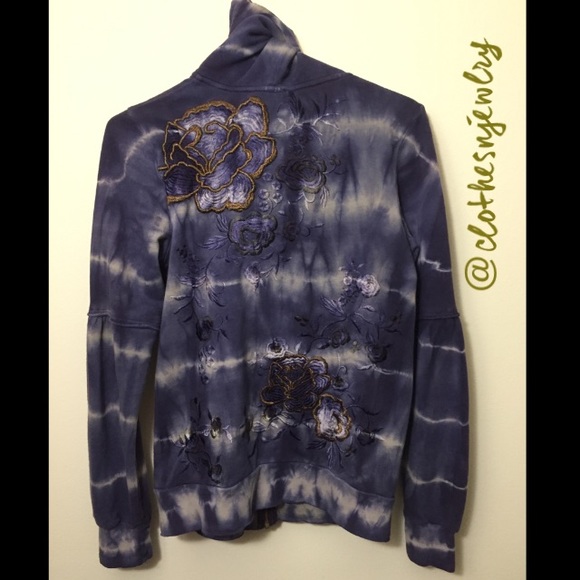 EUC-Free People Tie-Dye Zip-Up Hoodie, Small - Picture 3 of 4