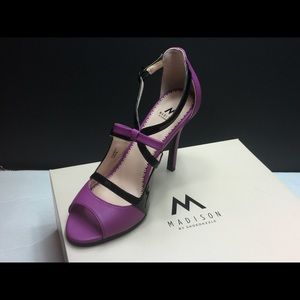 Shoedazzle Madison Fuchsia And Black Heels