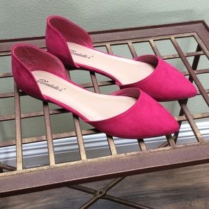 Faux suede fuchsia flats