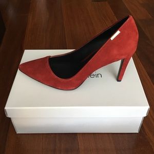Calvin Klein Dark Red Suede/Patent Pump