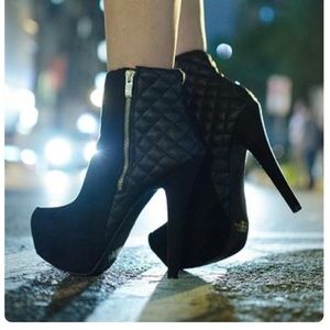 Black Quilted Booties