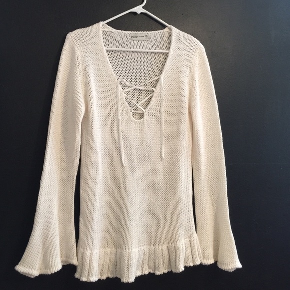 White Zara V Neck Sweater