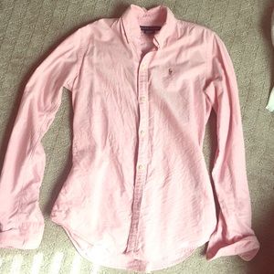 Ralph Lauren women's slim fit pink oxford shirt
