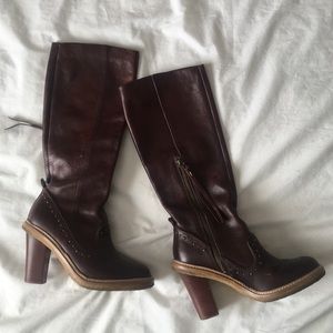 Anthropologie brown heeled boots