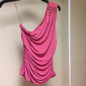 Hot pink one shoulder top