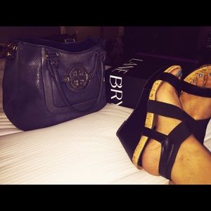 Sexy strappy black wedges