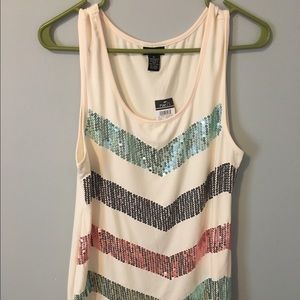 Off white different colored sequence tank top