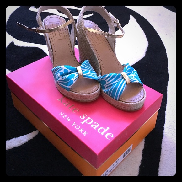 NIB Kate Spade turquoise platform espadrilles - Picture 1 of 4
