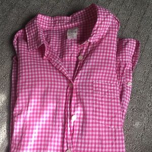 Jcrew pink gingham button up
