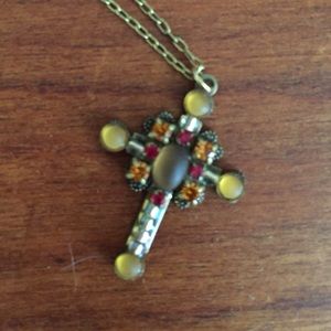 Earth tone cross necklace