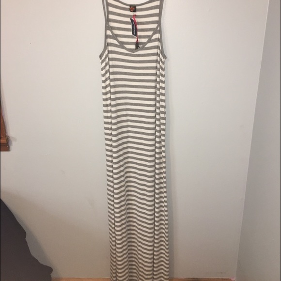 Long spaghetti strapped striped dress