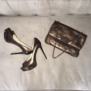 Michael Kors bronze Size 7 shoes and MK purse