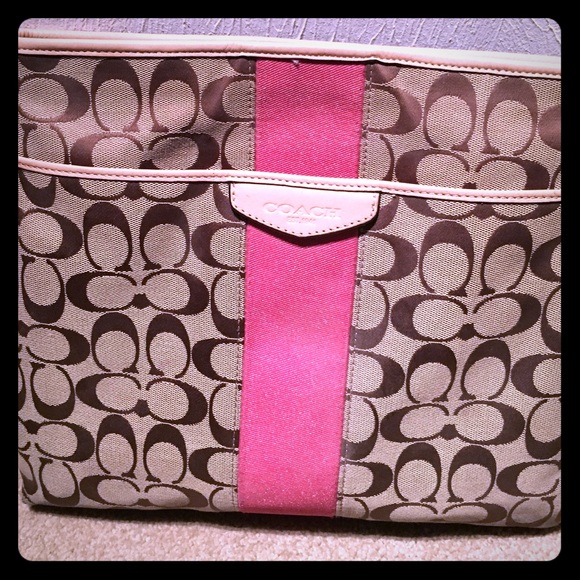 Coach Cross-Body Purse with Pink Accent Stripe