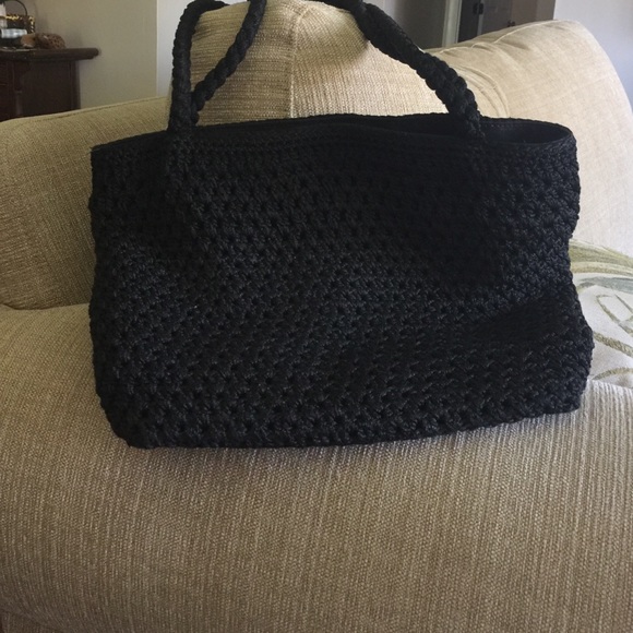 🛍LINA BLACK CROCHET TOTE