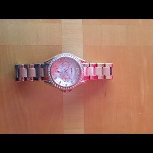 Ladies fossil gold watch with stones