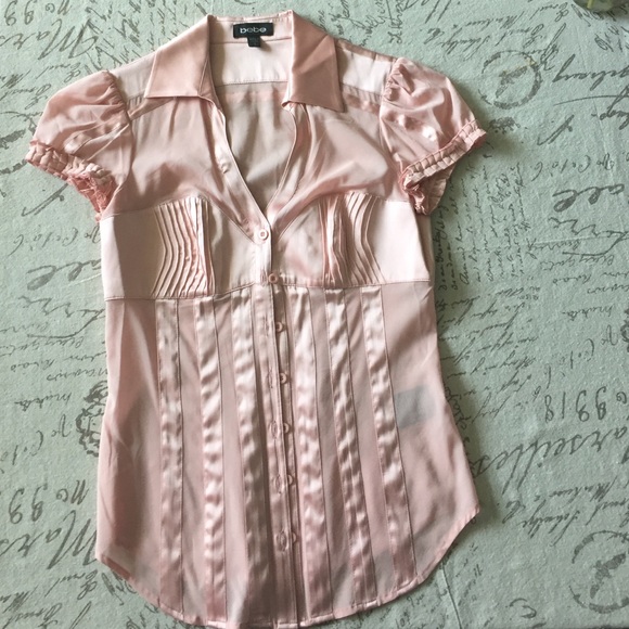 Baby pink Bebe silk shirt