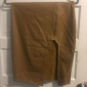 Camel color faux leather skirt