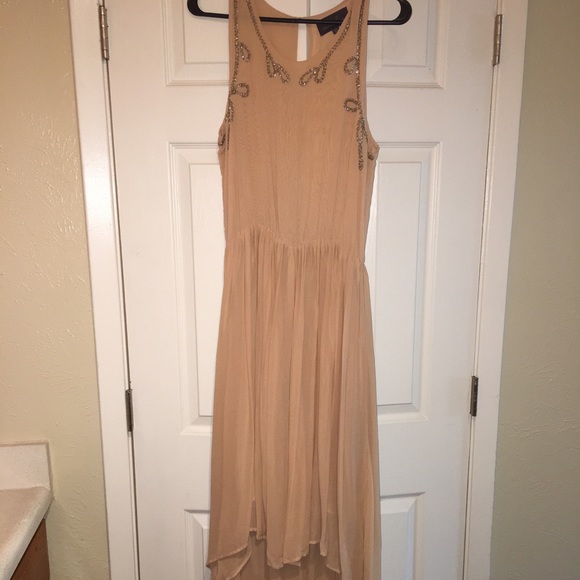 PJK Blush Hi-Low Dress with Silver Beading - Picture 1 of 4