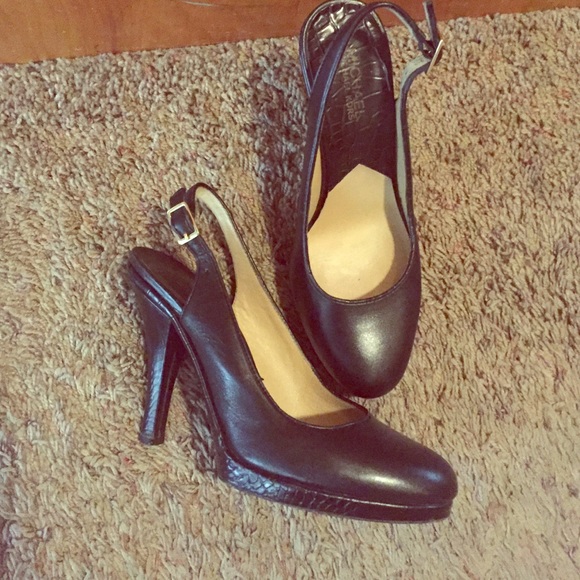 Michael Kors Shoes - Michael Kors Black Leather Slingbacks