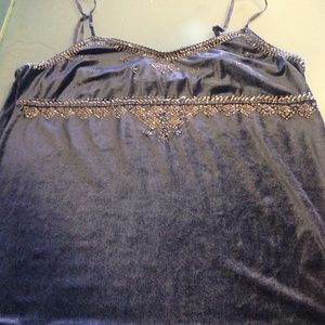 Blue tank top with beading