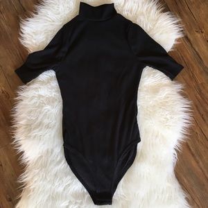 Ribbed black bodysuit
