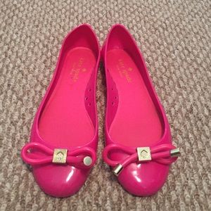 Hot pink jelly flats