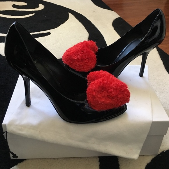 NIB Moschino black patent peep toe pumps - Picture 2 of 4