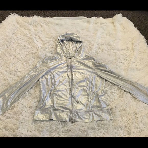 Metallic silver zip up hoodie