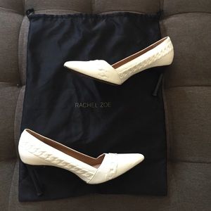 Rachel Zoe white patterned pumps