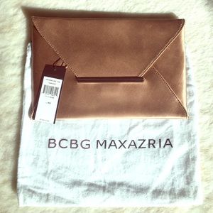 BCBG Nude Satin Envelope Clutch