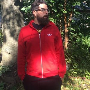 Adidas Originals Red Zip Up Hoodie - Medium