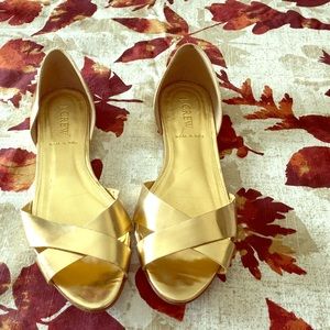 Gold, Italian-leather Jcrew flats.