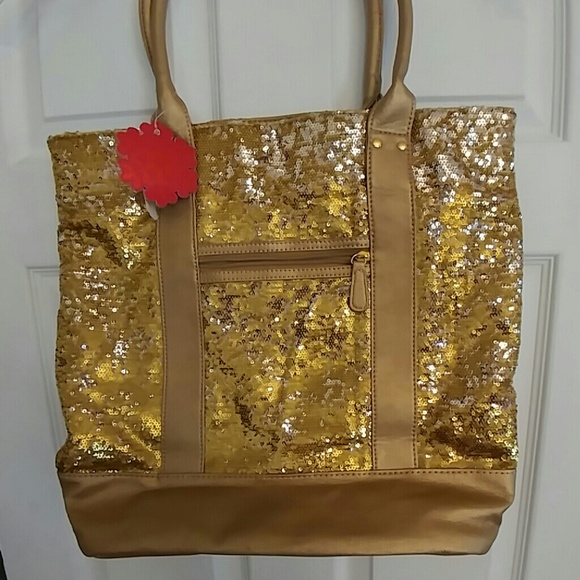 Gold sequin tote