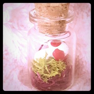 Mushroom and Moss bottle necklace