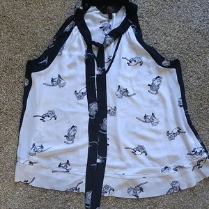 Cheshire Cat Tie-Neck Blouse