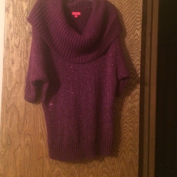 Maroon sequined cowl-neck sweater