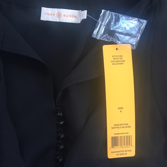 NWT Tory Burch Saffield Black Silk Blouse - Picture 2 of 3