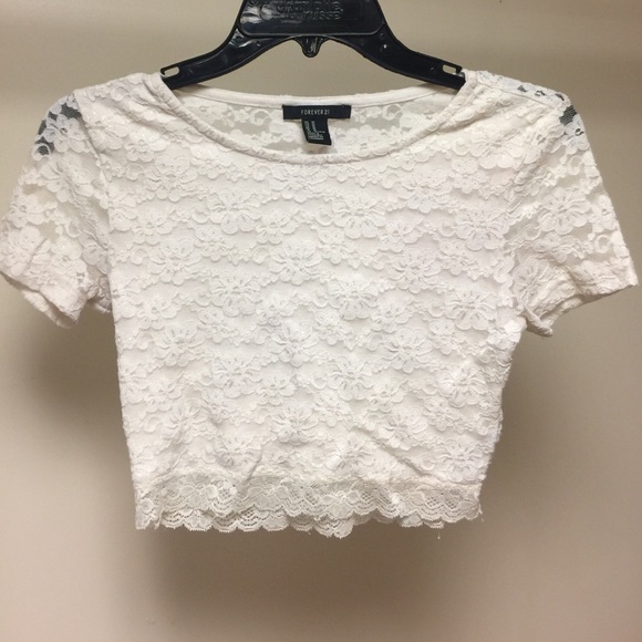 Cream lace crop top