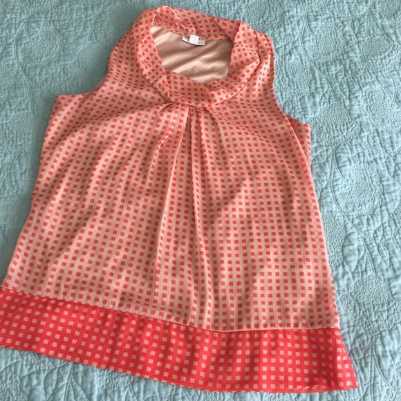 Sleeveless Blouse-Orange and Tan