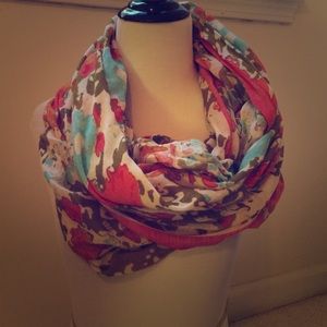 Anthropologie floral water color green poppy scarf
