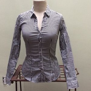 Striped Long sleeve button up blouse